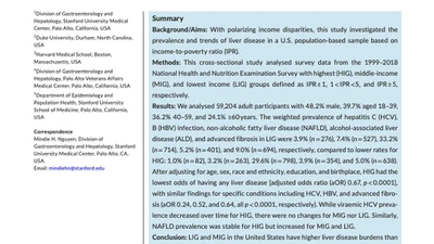 Trends of Chronic Liver Diseases by Income Level and Socioeconomic Factors in the US National Population featured image