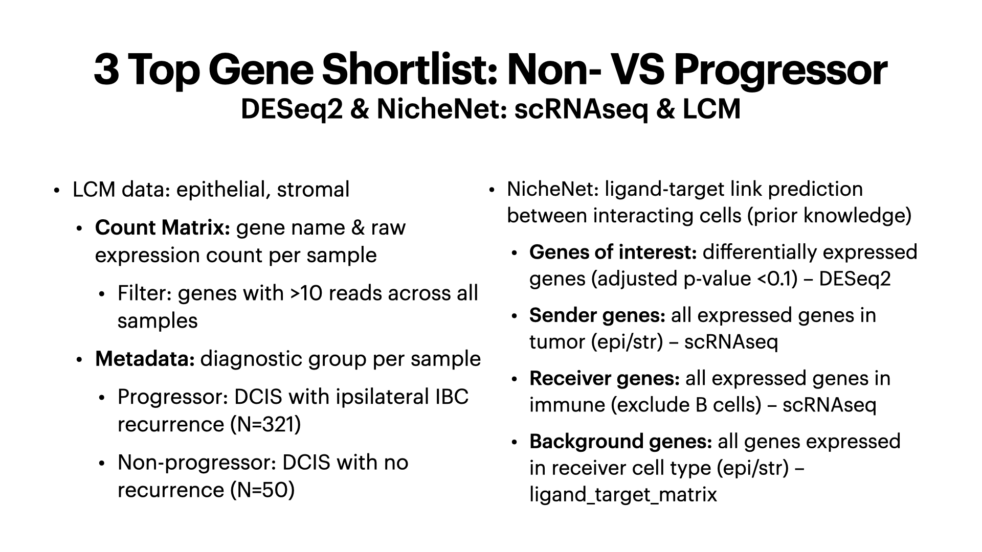 Differential Gene Expression in Breast Cancer Tumor-Immune Microenvironment: DCIS Non- vs Progressors — slide 14